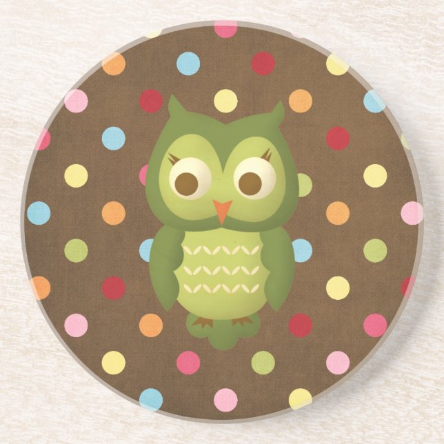 Glamorous Wise Owl Drink Coaster (Front)