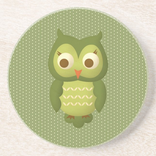 Glamorous Wise Owl Sandstone Coaster (Front)