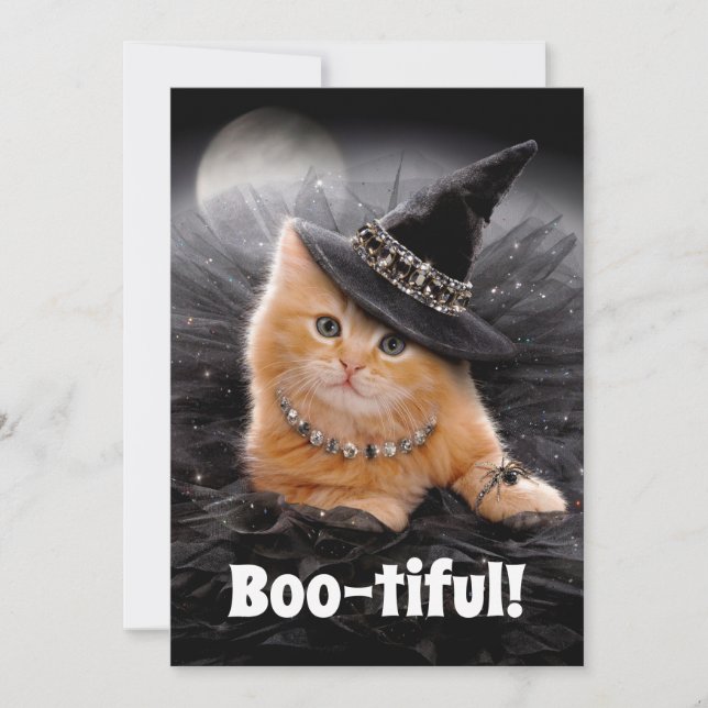 Glamorous Witch Kitten Invitation (Front)
