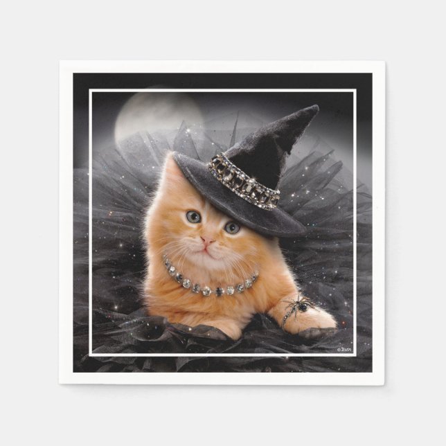 Glamorous Witch Kitten Napkins (Front)