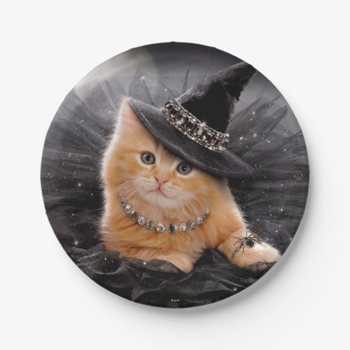 Glamorous Witch Kitten Paper Plates