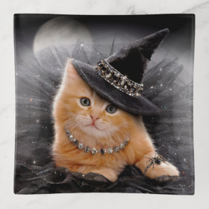 Glamorous Witch Kitten Trinket Tray
