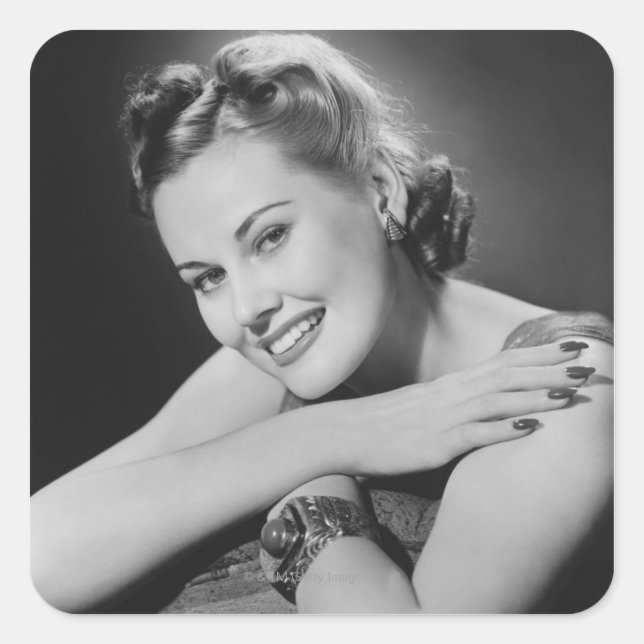 Glamorous Woman Square Sticker (Front)