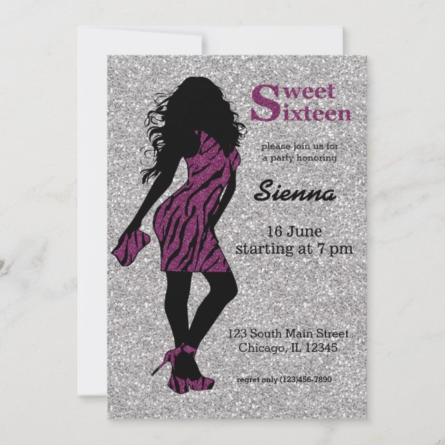 Glamorous Woman Sweet 16 Invitation (Front)