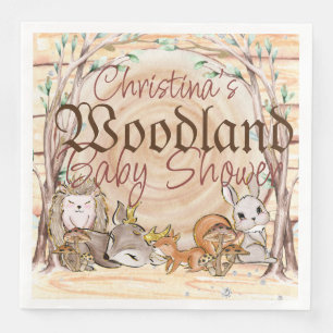 Glamorous Woodland Animals Baby Shower Paper Dinner Napkins