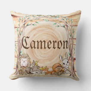 Glamorous Woodland Baby Animals Throw Pillow