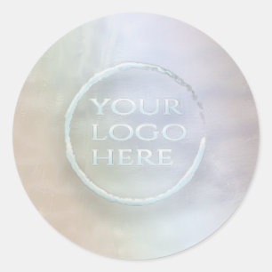 Glamorous YOUR LOGO iridescent pearl holographic Classic Round Sticker