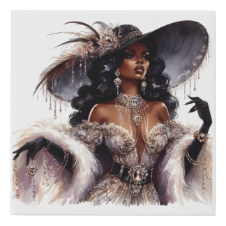 Glamour and Grace: The Jewel-Studded Lady Faux Canvas Print