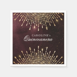 Glamour Art Deco Burgundy Vintage Quinceanera Napkins