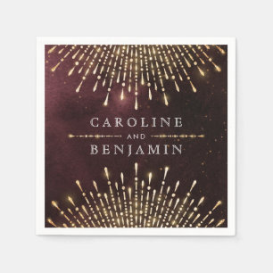 Glamour Art Deco Burgundy Vintage wedding Napkins
