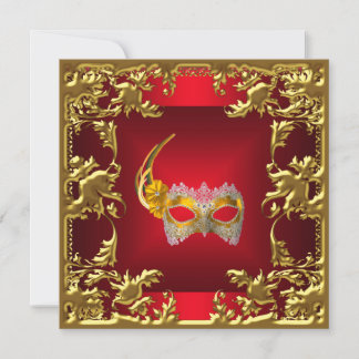 Glamour Ball Invitation Elegant Red Black Gold