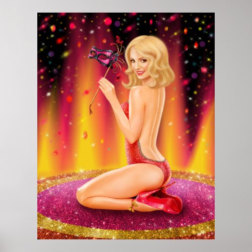 Glamour beautiful Pin up Girl show Poster