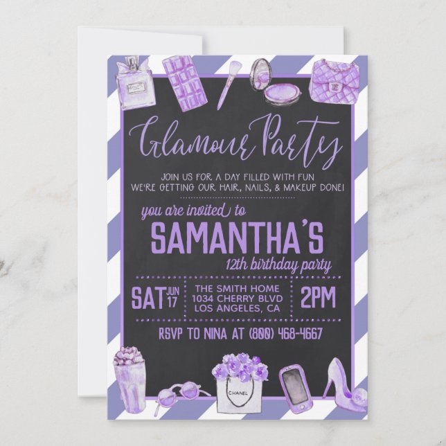 Glamour Birthday Party Invitation (Front)