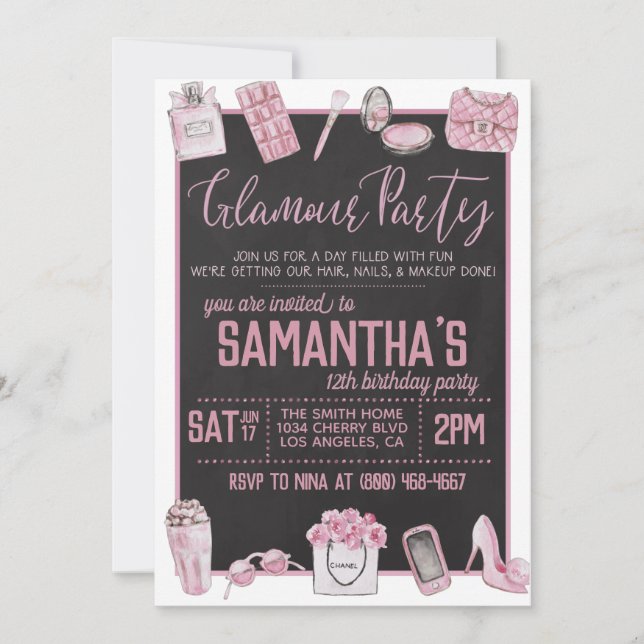 Glamour Birthday Party Invitation (Front)