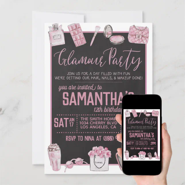 Glamour Birthday Party Invitation Zazzle