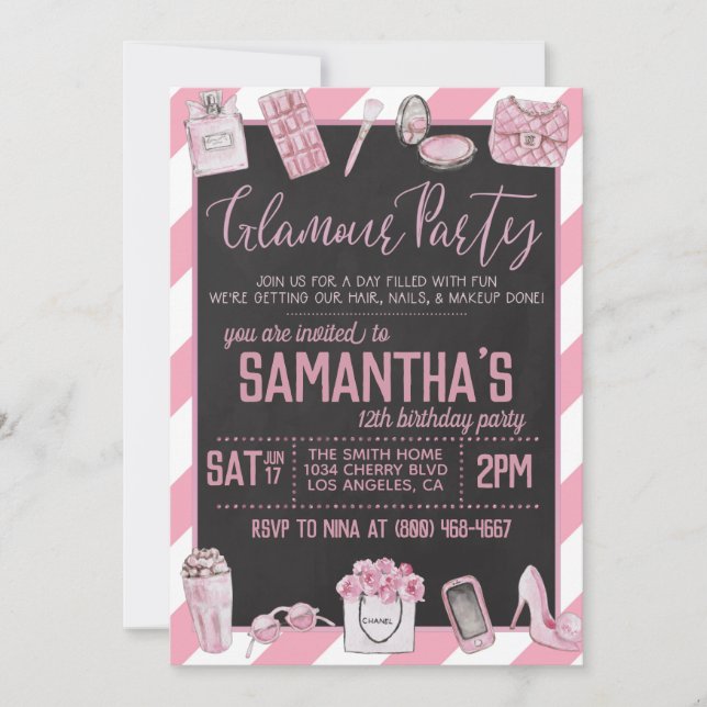 Glamour Birthday Party Invitation (Front)