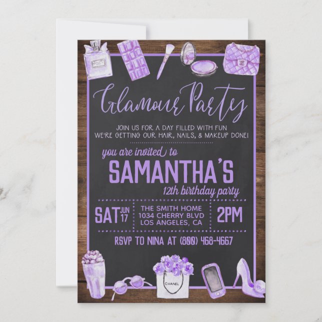 Glamour Birthday Party Invitation (Front)
