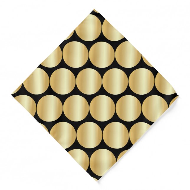 Glamour Black And Gold Dots Trendy Chic Template Bandana (Front)