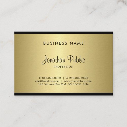 Glamour Black And Gold Handwritten Script Luxury Business Card