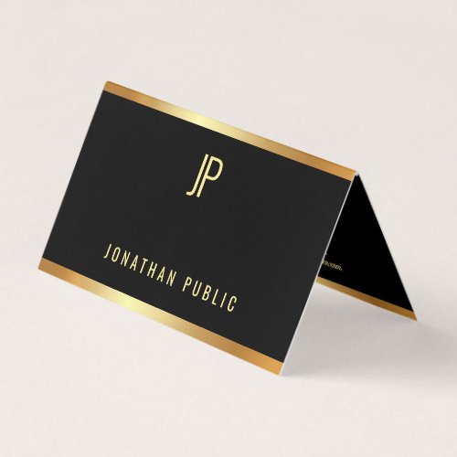 Glamour Black And Gold Professional Elegant Folded Business Card