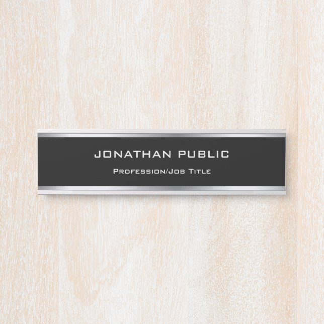 Glamour Black And Silver Professional Modern Cool Door Sign (Front)