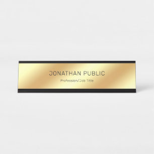 Glamour Black & Gold Modern Elegant Luxurious Desk Name Plate