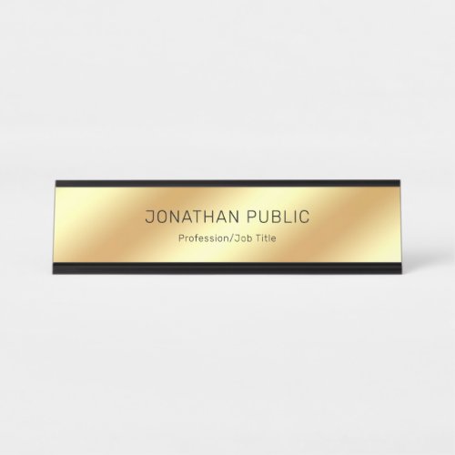 Glamour Black  Gold Modern Elegant Luxurious Desk Name Plate