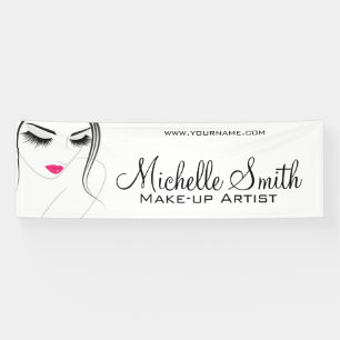 Glamour Black White Pink Lashes Makeup and Beauty Banner