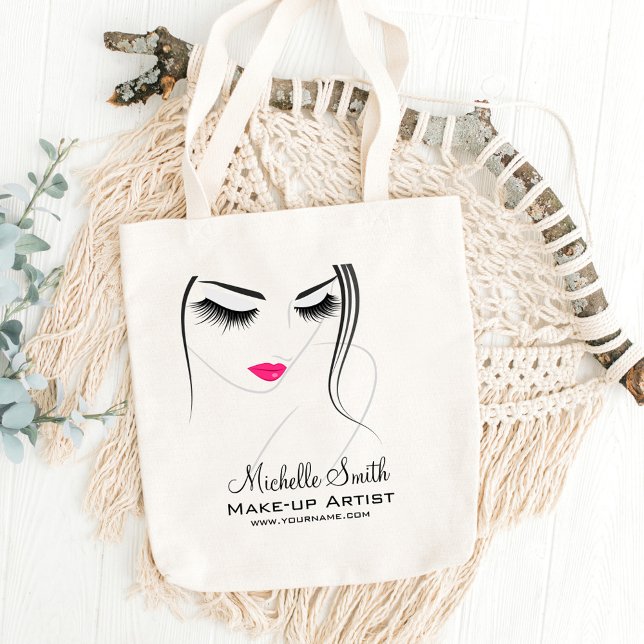 Glamour Black White Pink Lashes Makeup and Beauty  Tote Bag (Creator Uploaded)