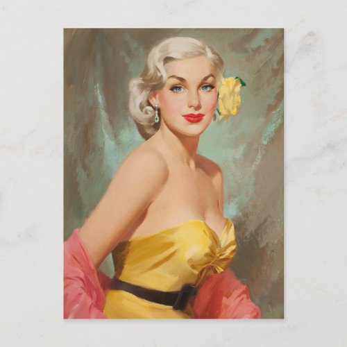Glamour Blonde PinUp Girl Postcard