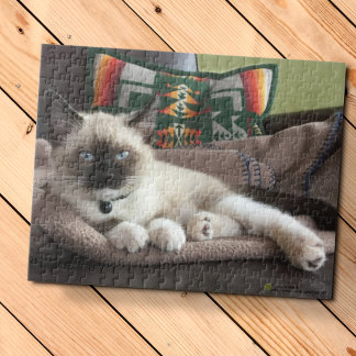 Glamour Blue Eyed Siamese Kitten Photograph Jigsaw Puzzle
