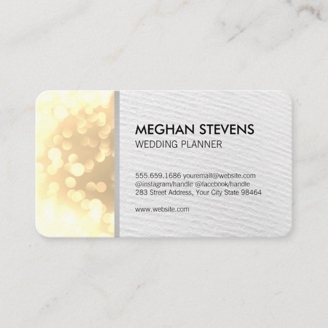Glamour Bokeh Wedding Planner (gold) Appointment Card (Front)