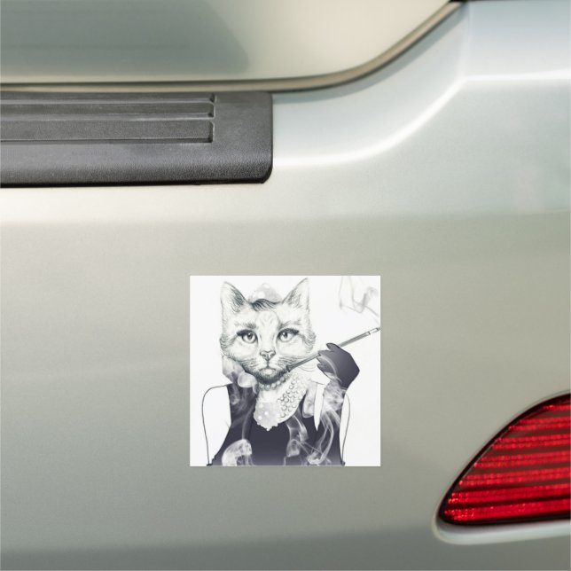 Glamour Cat Car Magnet (In Situ)