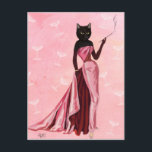 Glamour Cat in Pink Postcard<br><div class="desc">Fashion & Figurative</div>