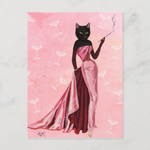 Glamour Cat in Pink Postcard