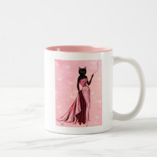 Glamour Cat in Pink Two-Tone Coffee Mug