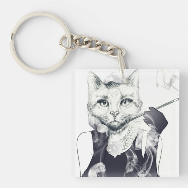 Glamour Cat Keychain (Front)
