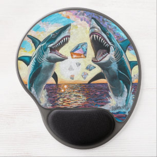 Glamour Chomp-Shark Breaching for Shiny Gems- Gel Mouse Pad