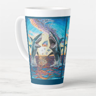 Glamour Chomp-Shark Breaching for Shiny Gems- Latte Mug