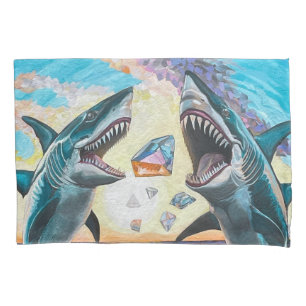 Glamour Chomp-Shark Breaching for Shiny Gems- Pillow Case