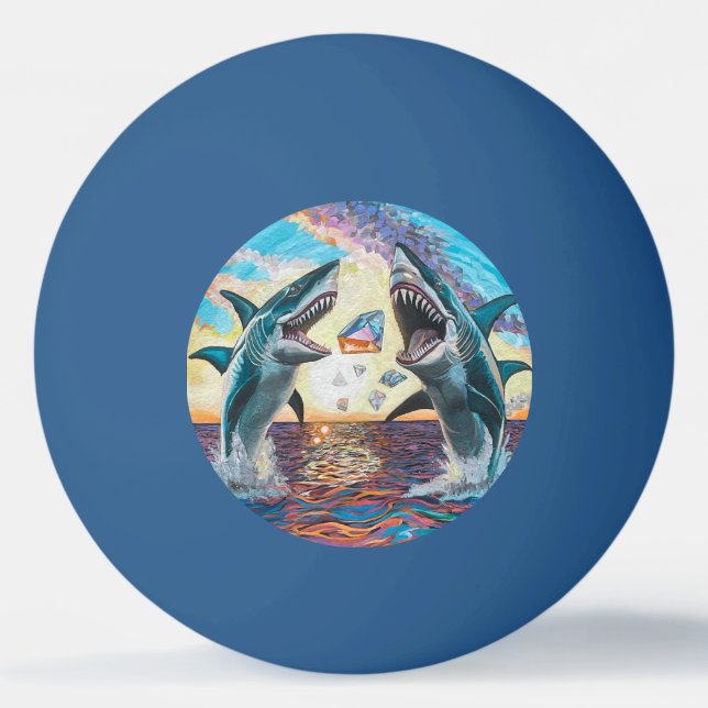 Glamour Chomp-Shark Breaching for Shiny Gems- Ping Pong Ball (Front)