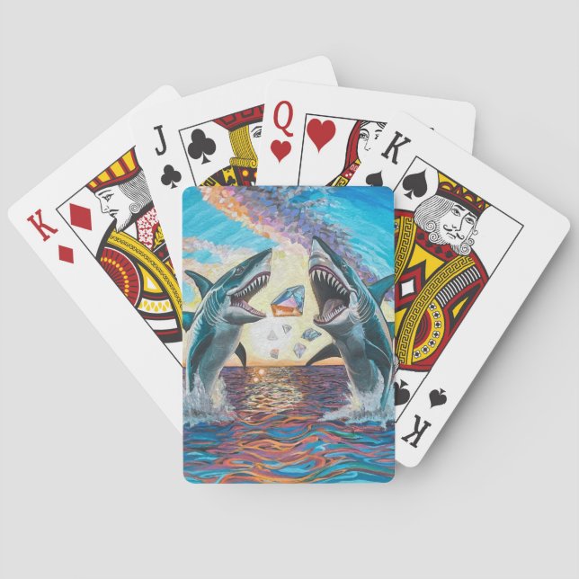 Glamour Chomp-Shark Breaching for Shiny Gems- Poker Cards (Back)