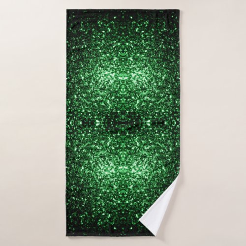 Glamour Dark Green glitter sparkles Bath Towel