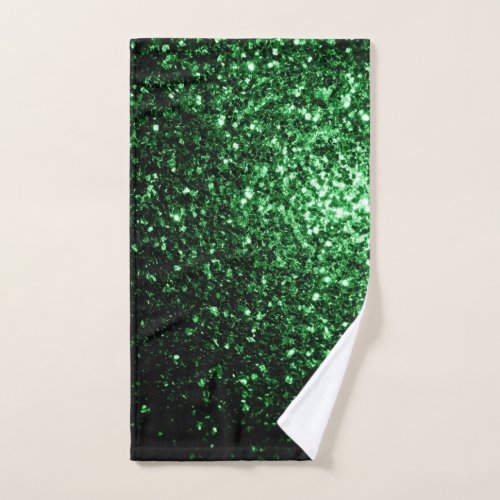 Glamour Dark Green glitter sparkles Hand Towel