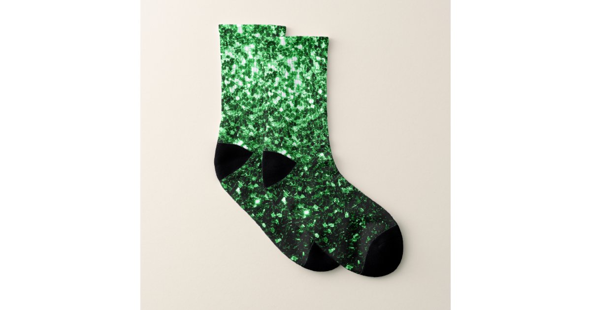Glamour Dark Green glitter sparkles Socks Zazzle
