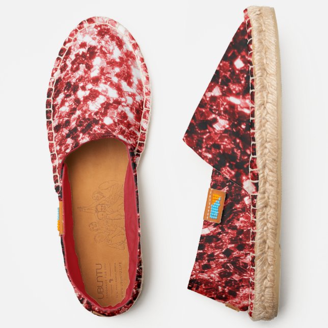 Glamour Dark Red Glitter sparkles Espadrilles (Side)
