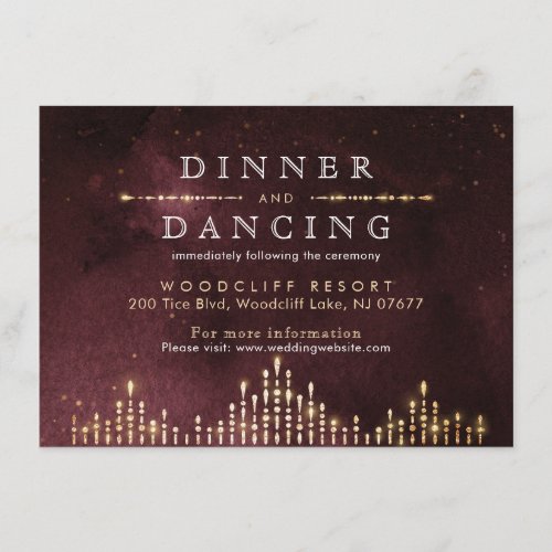 Glamour Deco Burgundy Vintage Wedding Reception Enclosure Card