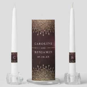 Glamour Deco Burgundy Vintage wedding Unity Candle Set