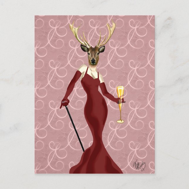 Glamour Deer in Marsala 2 Postcard (Front)