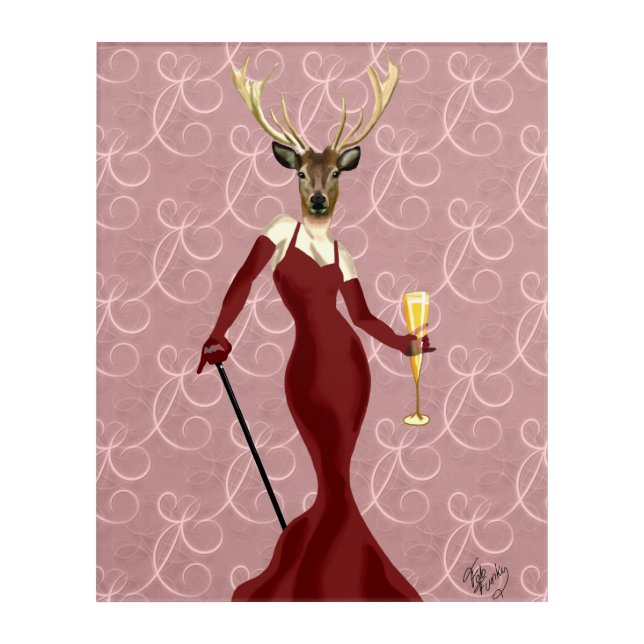 Glamour Deer in Marsala Acrylic Print (Front)